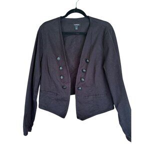 Torrid Black Double-Breasted Military Style Cropped Jacket Size 2 Womens Cotton